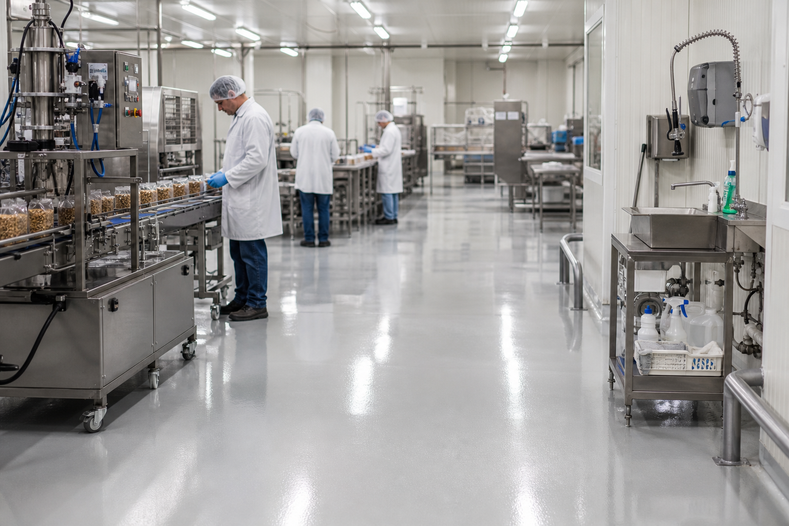 Spacious Food Production Facility with Hygienic Resin Flooring Spacious Food Production Facility with Hygienic Resin Flooring