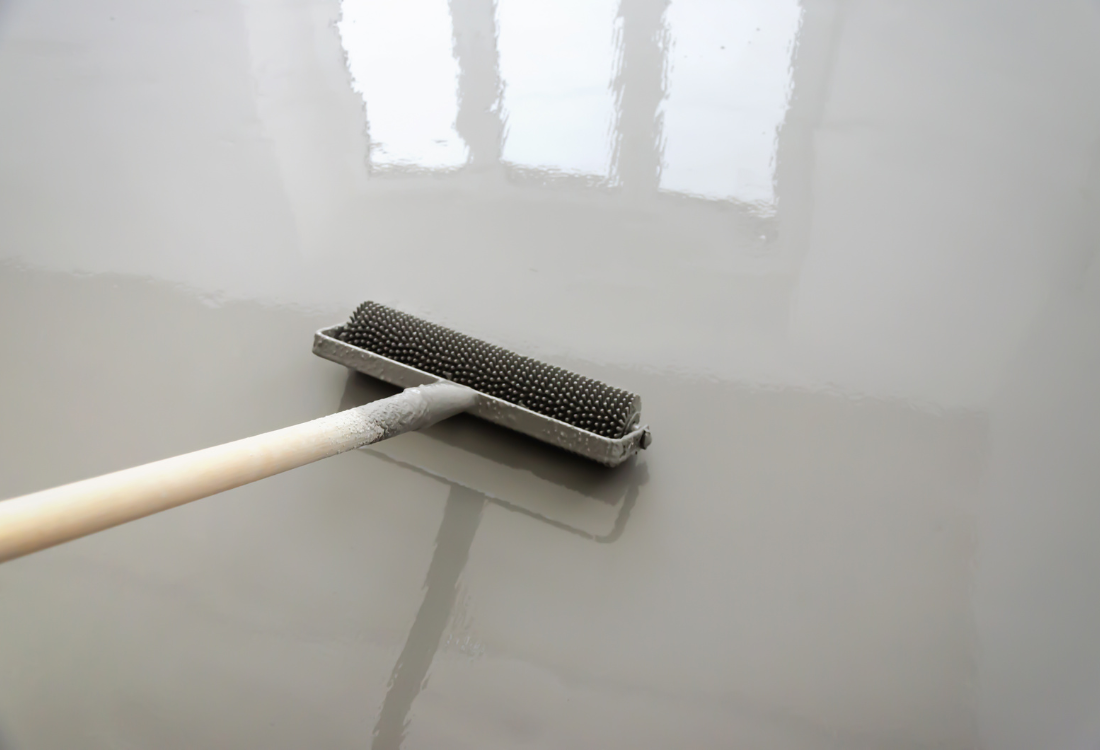 Chemical resistant epoxy flooring installed in a medical laboratory.