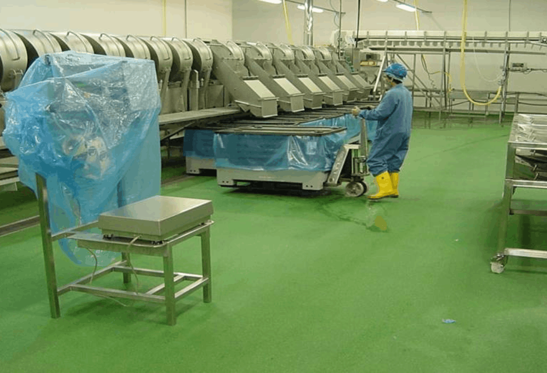 Food grade flooring in a warehouse which has been chosen using the facilities manager's checklist.